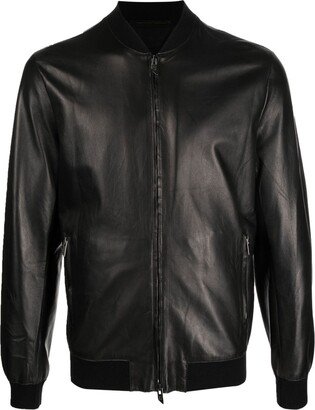 Logo-Charm Leather Jacket-AB