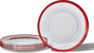 SARO LIFESTYLE RCZ Décor CLASSIC RED RIMMED CHRISTMAS CHARGER PLATES | 12 PC - 13”