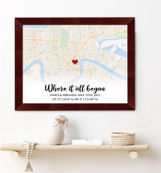 Custom Gift Map, Where It All Began, Map For Him, Engagement Husband, Girlfriend