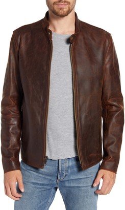 Café Racer Lightweight Oiled Cowhide Leather Jacket