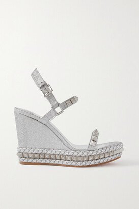 Pyraclou 110 Glittered Leather Wedge Sandals - Silver