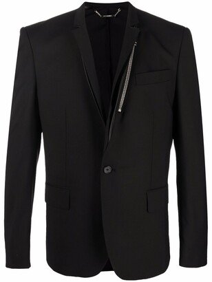 Zip-Detail Single-Breasted Blazer-AB