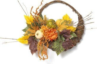 20In Diameter Cornucopia Wreath With Pumpkins And Berries