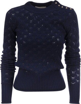 Button Detailed Crewneck Sweater-AA