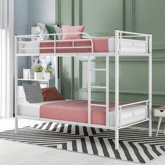 RASOO Flexible and Convenient: Twin Over Twin Size Metal Bunk Bed, Convertible into 2 Beds, Equipped with a Sturdy Metal Ladder