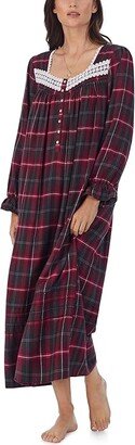 Cotton Flannel Long Sleeve Ballet Gown (Red Plaid) Women's Pajama