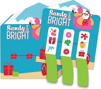 Big Dot of Happiness Tropical Christmas - Beach Santa Holiday Party Game Pickle Cards - Pull Tabs 3-in-a-Row - Set of 12