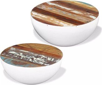 Global Pronex Two Piece Bowl Shaped Coffee Table Set Solid Reclaimed Wood