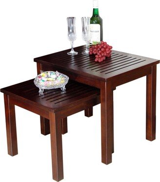 Handmade D-Art Dark Brown Mahogany Nesting Table Set