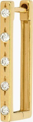 Three Stories Jewelry 14k Yellow Gold Classic Metal-Set Diamond Rectangular Single Hoop Earring