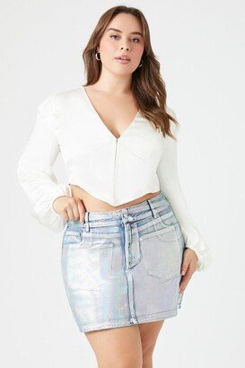 Women's Iridescent Denim Skirt, 2X