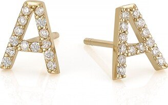 Amelia 14k Gold Diamond Initial Stud Earrings