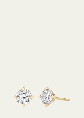 14K Brilliant Round Lab Created/VRAI Created Diamond Solitaire Stud Earrings, 1.0tcw