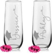 Engraved Champagne Glass, Personalized Flute, Graduation One Custom Glass Flute