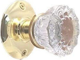 Fluted Glass French Door Knob Set - For Both Sides Of One | Polished Brass