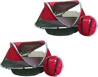 PeaPod Portable Toddler Travel Bed & Storage Bag, Cranberry