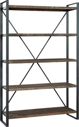 Office at Home Industrial Farmhouse Tall 5-shelf Bookshelf - 8 in. high x 47.25 in. wide x 16 in. deep