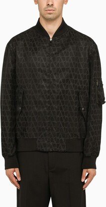 Black nylon bomber jacket