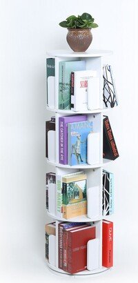 White 4-sided Revolving Media Storage Bookcase Rotating Bookshelf