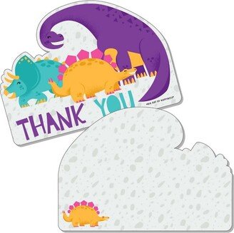 Big Dot of Happiness Roar Dinosaur Girl - Shaped Thank You Cards - Dino Mite Baby Shower or Birthday Party Thank You Cards with Envelopes - Set of 12