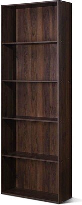 5-Shelf Storage Bookcase Modern Multi-Functional Display Cabinet Furniture - Walnut - 23.5