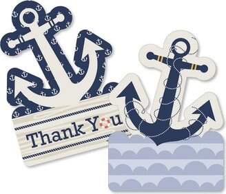 Big Dot of Happiness Ahoy - Nautical - Shaped Thank You Cards - Baby Shower or Birthday Party Thank You Note Cards with Envelopes - Set of 12