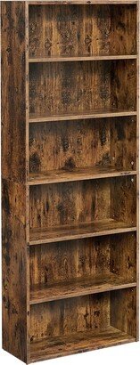 VASAGLE Bookshelf, Open Bookcase with Adjustable Storage Shelves, Floor Standing Unit, 23.6”, Rustic Brown - 23.6