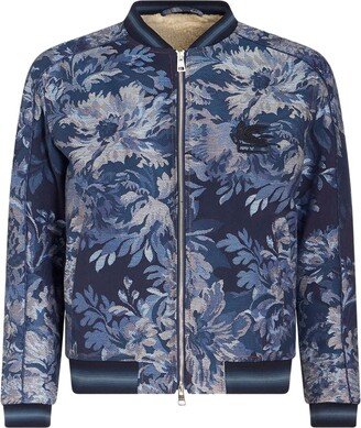 Patterned-Jacquard Bomber Jacket