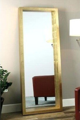 Walnut Decor Gold Floor Length Mirror, MDF Frame. - Beige/Brown