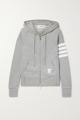 Striped Cotton-jersey Hoodie - Gray