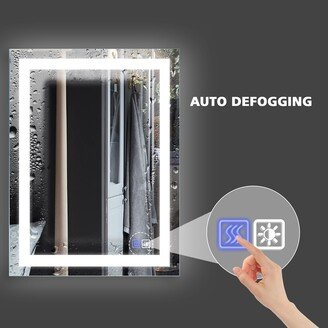 24×32 Modern Anti-fog Bathroom Mirror with Dimmable LED Light