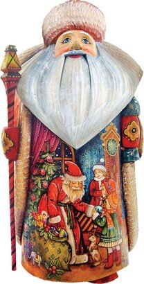 G.DeBrekht Woodcarved Hand Painted Christmas Gift Giving Father Frost Santa Figurine