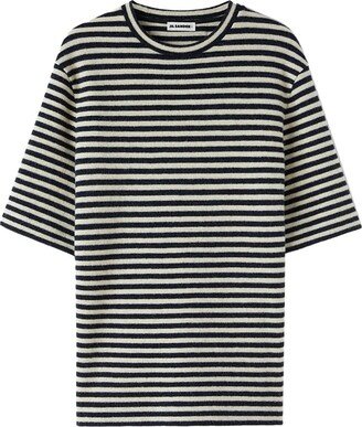 stripe-pattern round-neck T-shirt