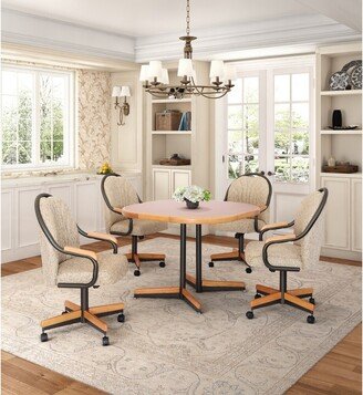 Furnish Theory Caster Chair Company 5-Piece 42x42 Oak Caster Castor Dining Set Laminate Table Top & Wheat Rolling Swivel Tilt Chairs