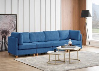 GEROJO Modern Convertible L Shape Sofa, made of selected corduroy, with Thick Upholstery and Soft Throw Pillows, 4 seats