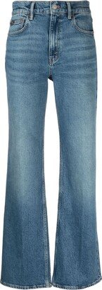 Whiskering-Effect High-Rise Flared Jeans