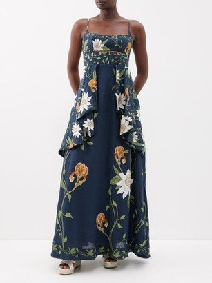 Ethel Ruffled Floral-print Linen Maxi Dress