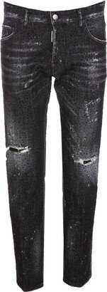 Skater Embellished Distressed Skinny Jeans-AA