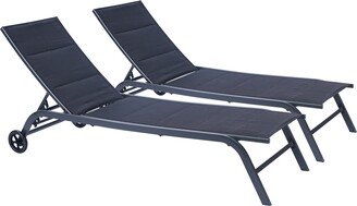 RASOO 2-Piece Outdoor Metal Chaise Lounge Set, 5-Position Adjustable Recliners for Ultimate Comfort, Anywhere.