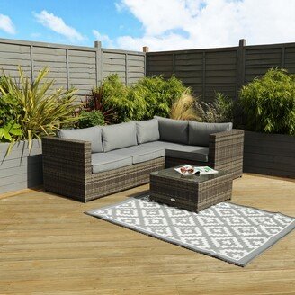 Dunelm Rattan Grey Corner Sofa and Coffee Table Grey