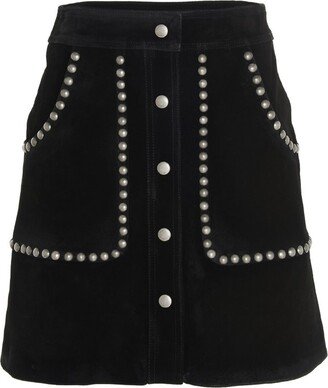 Studded High Waisted Mini Skirt-AA