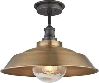 Industville Brooklyn Outdoor & Bathroom Step Flush Mount, 16 Inch, Brass, Pewter H