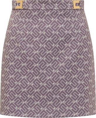 All-Over Logo Printed Mini Skirt-AA