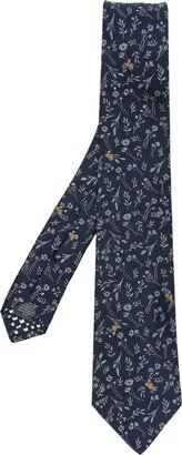 Floral-Embroidered Silk Tie