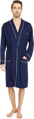 Mini Terry Kimono Robe (Cruise Navy/White Piping/Pony Player) Men's Robe