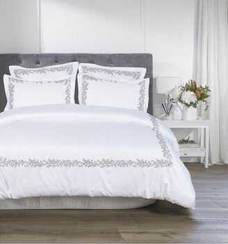 Floral Vine Embroidery 3Pc Duvet Set-AA