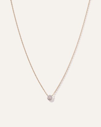 14K Gold Petite Pave Diamond Disc Necklace