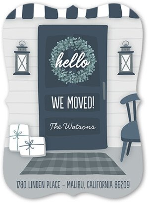 Moving Announcements: Front Door Moving Announcement, Black, 5X7, Pearl Shimmer Cardstock, Bracket