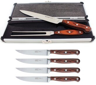 Pakka Wood Steak Carving Set, 7 Piece