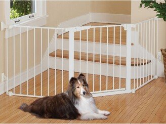 PG5300 Heavy Duty Steel Custom Fit Gate for Restricting Pet Access to Hallways, Staircases, & Room Entrances, 84 Inches, White